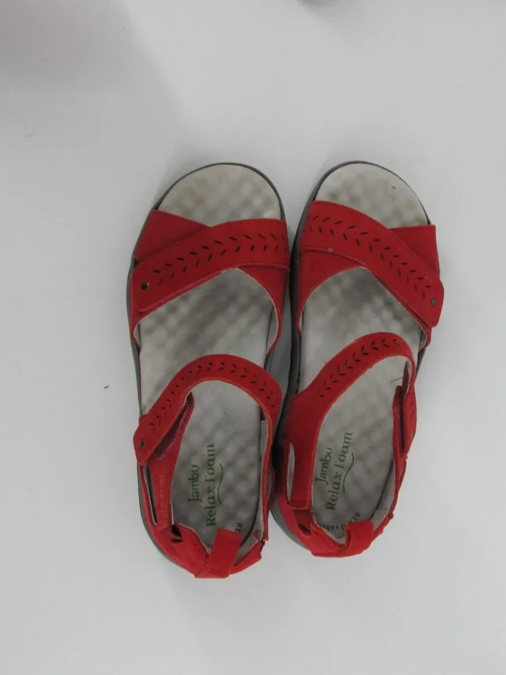 women's Jambu Sedona red Platform Wedge adjustable strap leather Sandals 7.5 M